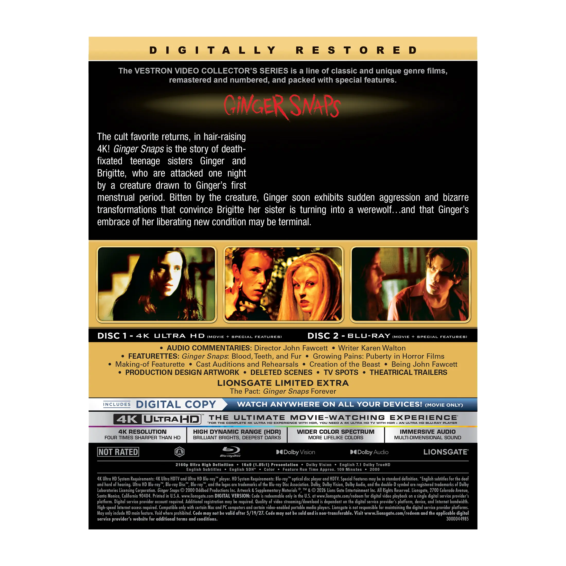 Ginger Snaps– VESTRON Collector’s Series 4K (#39) - Image 10